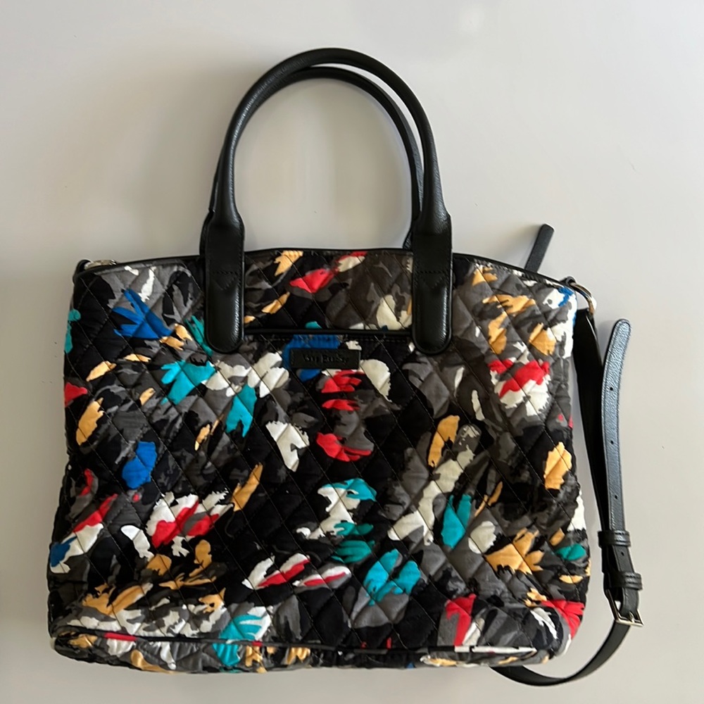 Vera Bradley Splash Floral Villager Medium Tote Bag Quilted Shoulder Purse